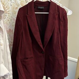 Lane Bryant Deep Burgundy Plaid Blazer Jacket